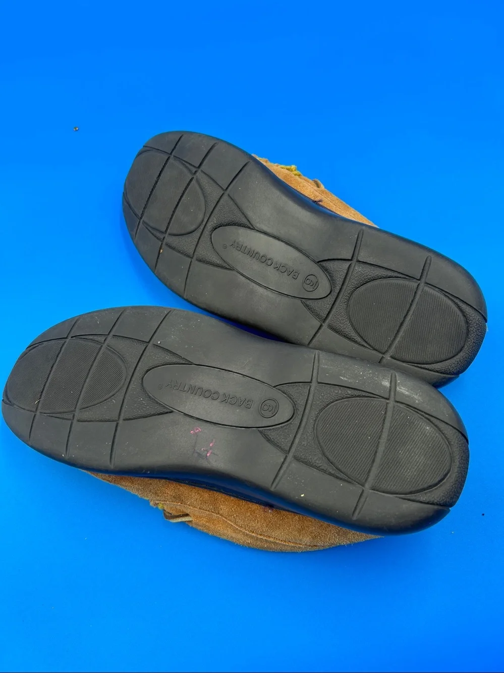 Minnetonka Brown Suede Moccasin Slippers with Fleece Lining